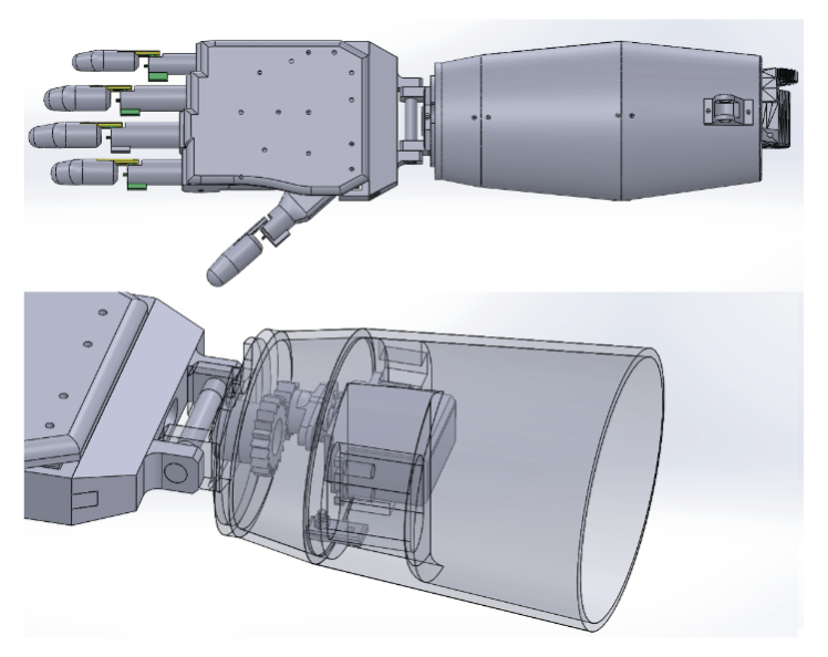 F:\La ultima vez\Ilustraciones\Fig. 6 Vista final de la etapa en Solidworks (superior). Vista Isométrica de la muñeca en Solidworks (inferior)..png